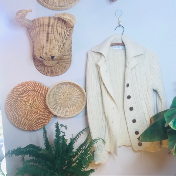 vtg retro 90s chunky knit grandpa button cardigan - Picture 2 of 6